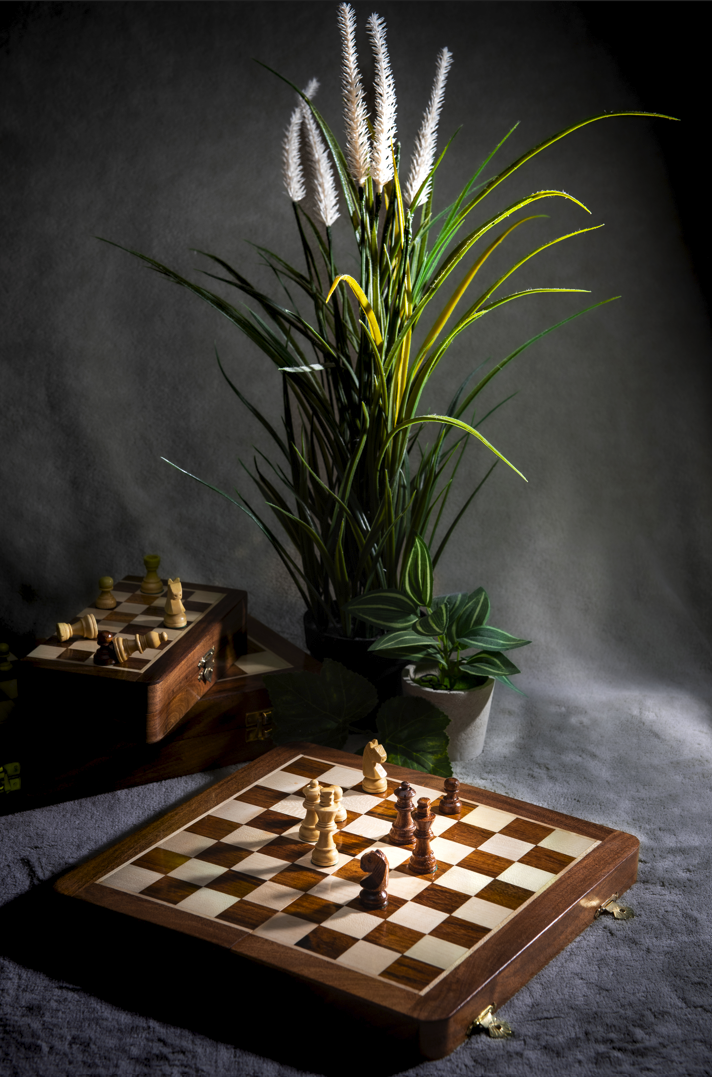 TimberCheckMate Exclusive Chess Set Bundle: 7-Inch and 10-Inch Rosewood & Boxwood Boards - Handcrafted in India for Timeless Elegance