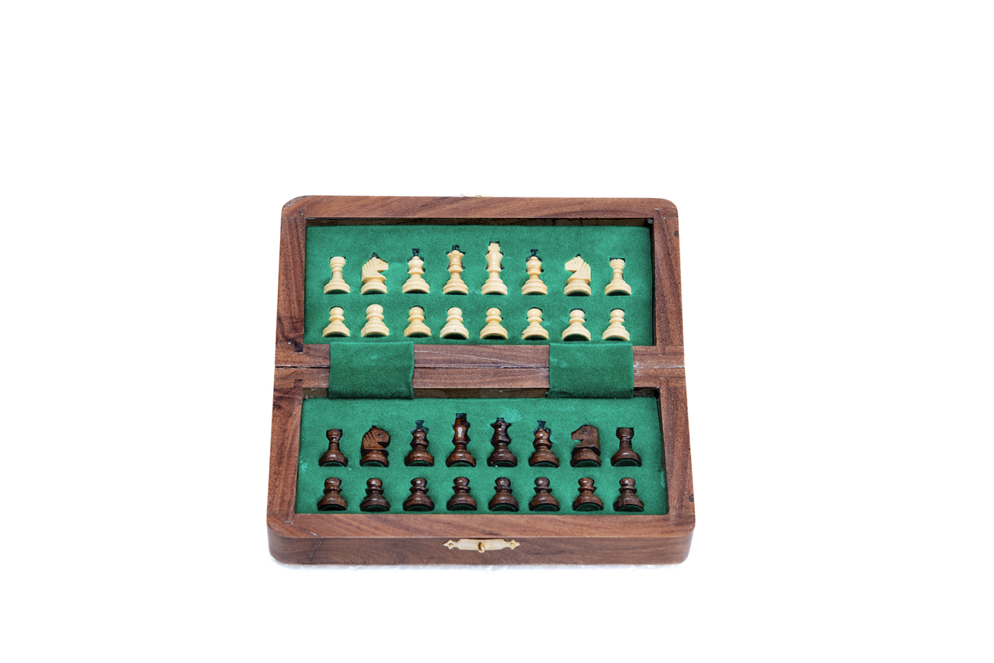 Elegant Wooden Folding Travel Chess Set 7" - Crafted from Boxwood and Rosewood