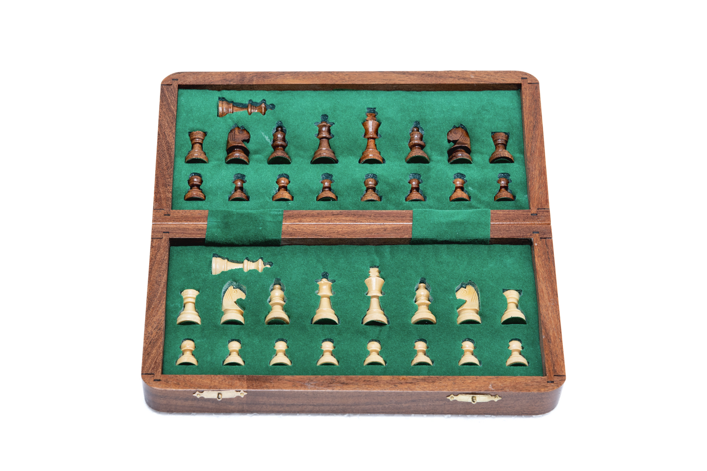 Premium 10-Inch Wooden Folding Travel Chess Set - Boxwood and Rosewood